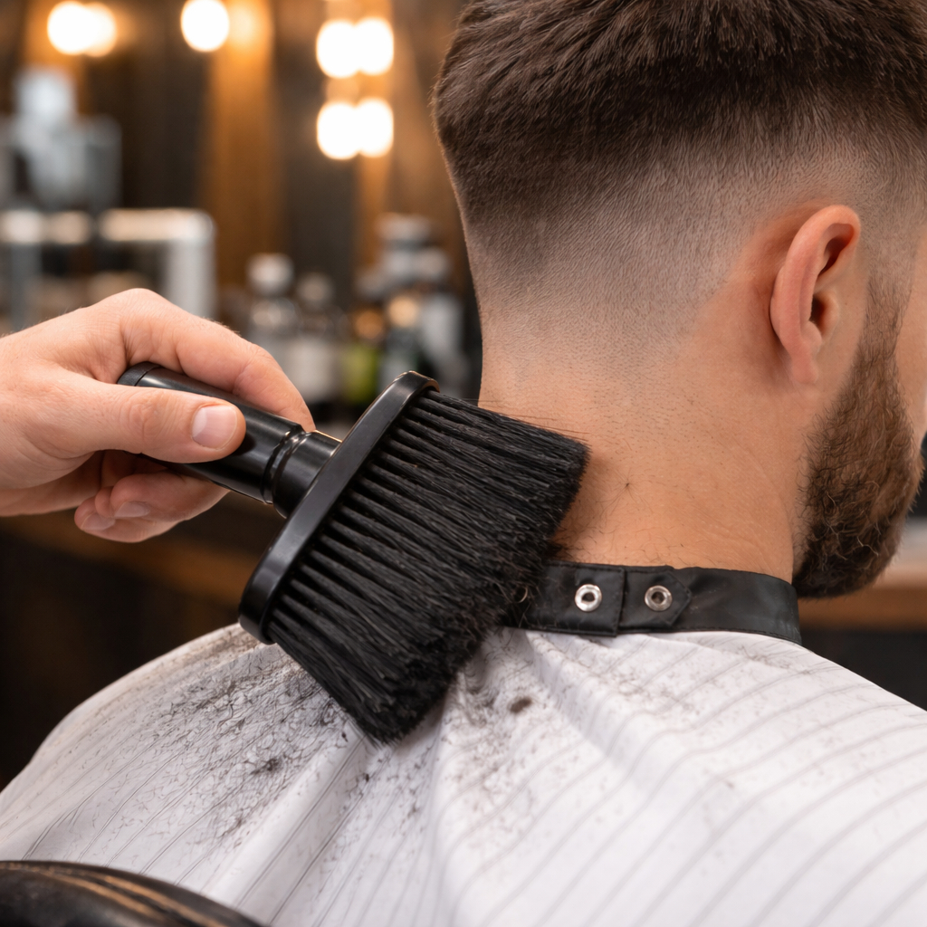 Espanador Pincel Preto Barbeiro Cabeleireiro Remove Resto de Pelos Cabelos Barba em Oferta na Shopee