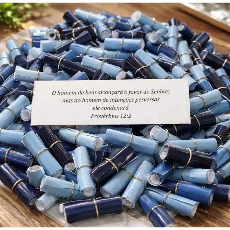 Refil Versículos Enroladinhos/Pote de Bencaos 100un TONS EM AZUL