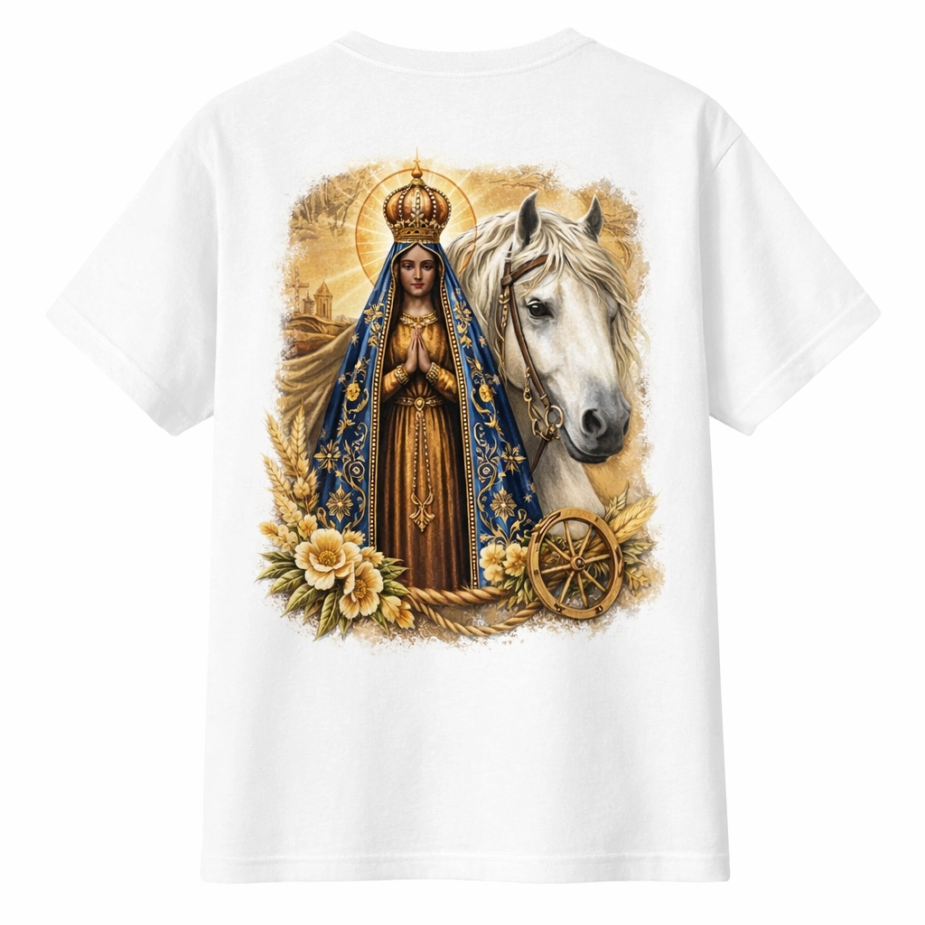 Camiseta-nossa-senhora-Aparecida-cavalo-100% Algodão-Confortável-Caimento Perfeito-otima-qualidade-feminino-masculino
