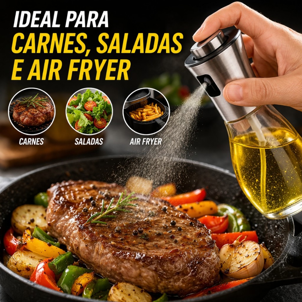 Spray De Azeite Borrifador Galheteiro 200 ml em Vidro Cozinha Air Fryer sem desperdicio