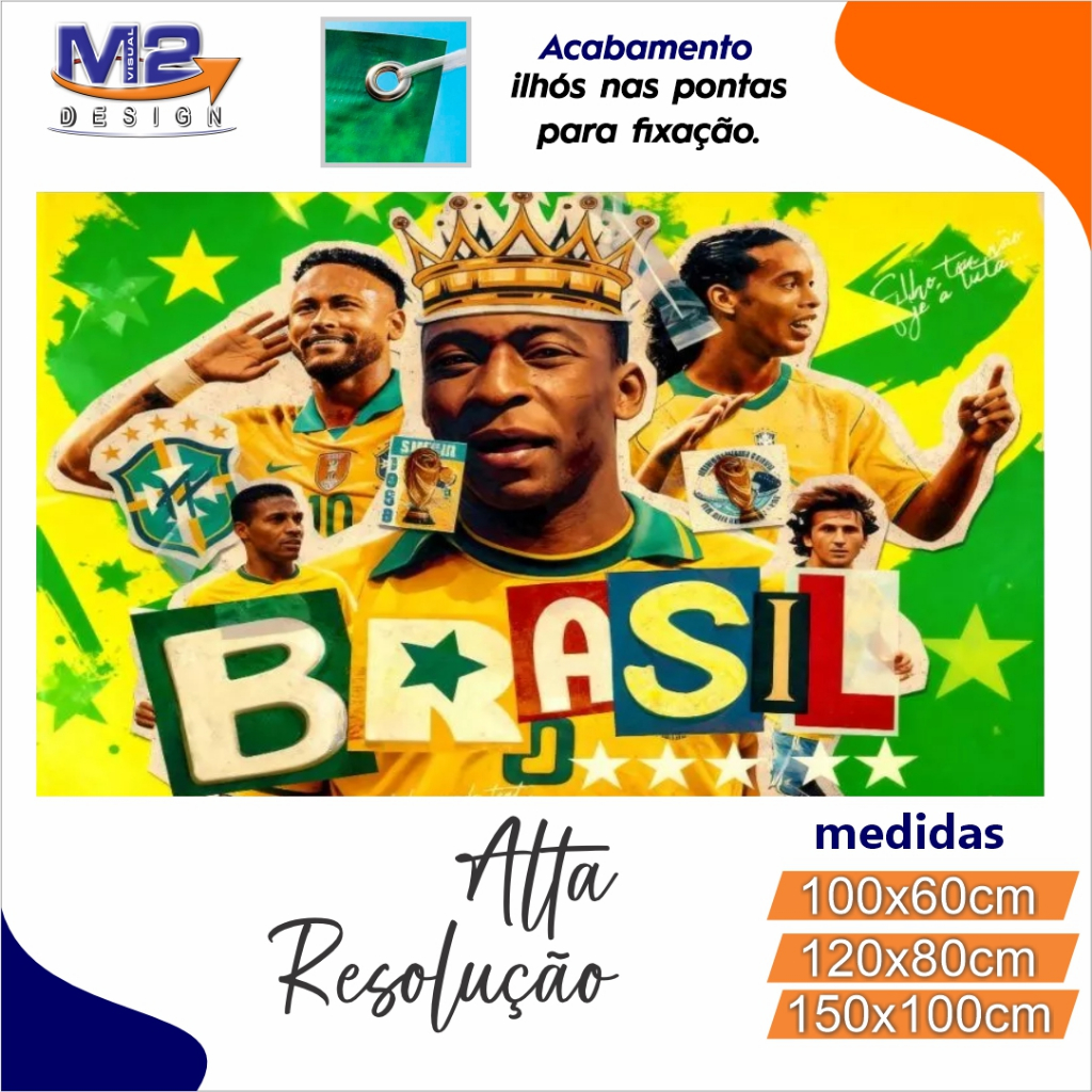 Painel Brasil Copa do Mundo Pelé Seleção brasileira - várias medidas