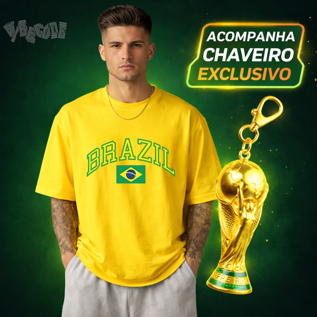 Camiseta Seleção Brasileira Copa do Mundo Camisa Brasil Torcedor Hexa Campeão Premium Lançamento