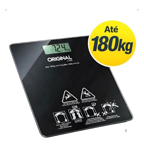 Balança Digital Corporal Banheiro Preta Alta Precisão Peso até 180kg