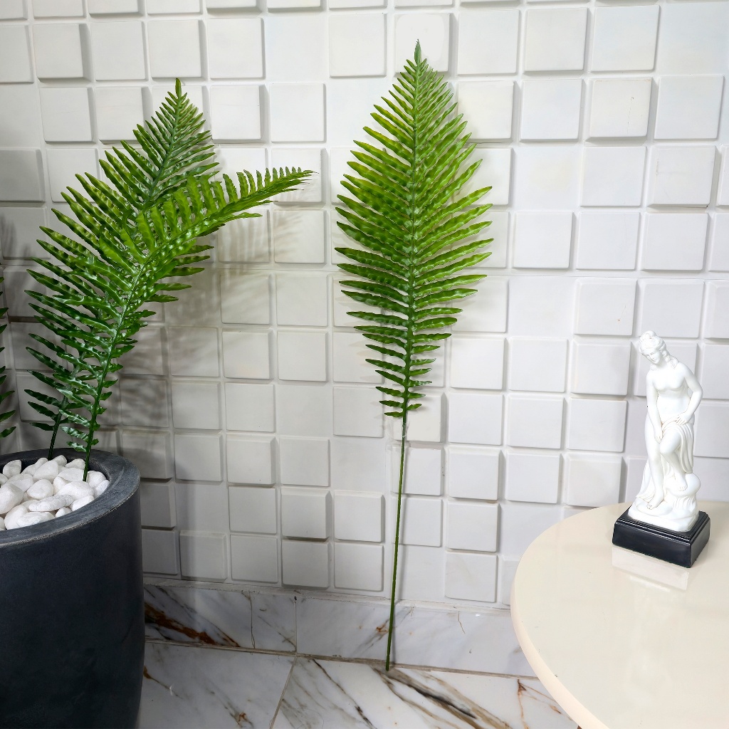 Folhas De Coqueiro Artificial Haste Galho Verde Silicone Toque Real DIY