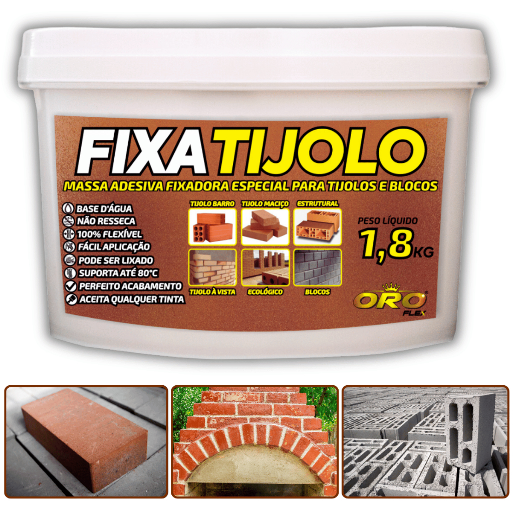 Massa Fixa Tijolo Alta Resistência Ideal para Reparos e Construção Fácil Aplicação 1,8kg