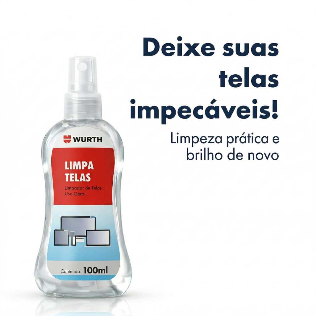 Kit Limpa Telas Wurth 100ml + Microfibra 35x35 Sem Riscos para Celular, TV e Notebook.