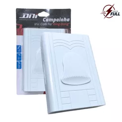 Campainha Residencial Som Ding Dong Musical Com Fio 127V Modelo Sino Branco Para Porta DNI 6331