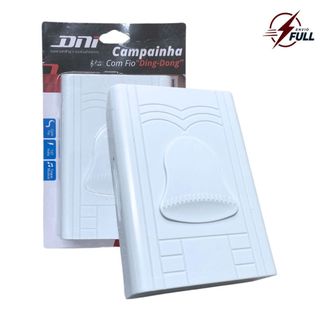 Campainha Residencial Som Ding Dong Musical Com Fio 127V Modelo Sino Branco Para Porta DNI 6331