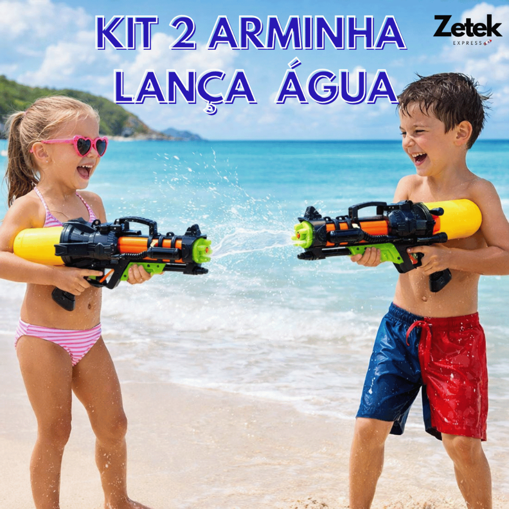 Kit 2 Pistola de Água Infantil Grande Super Arminha Brinquedo Verão Reservatório Grande Alta Pressão