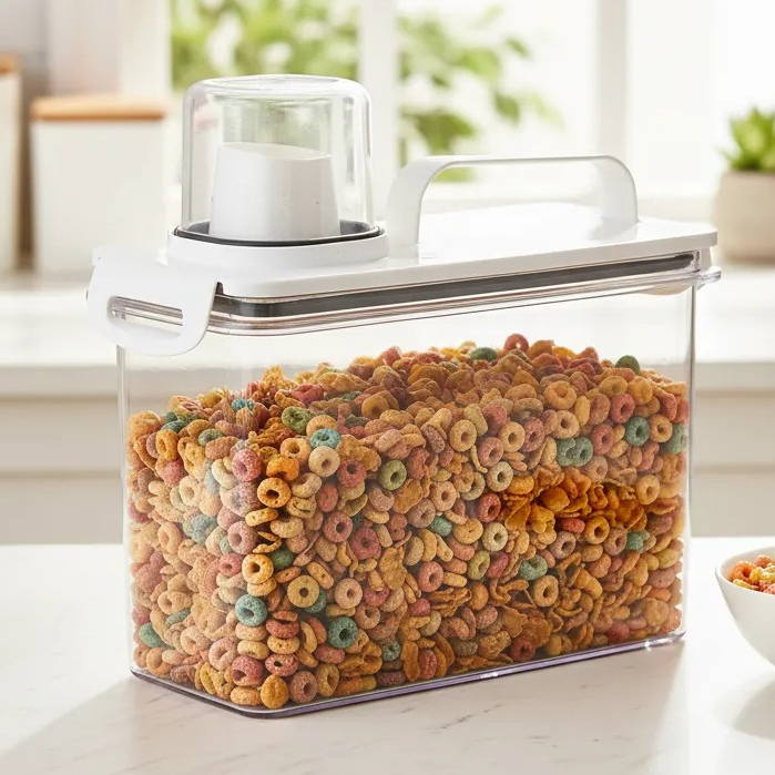 Pote Medidor 1,9lt Cereal Ração Grãos Hermético Dispenser Amaciante Sabão Líquido com Tampa Dosadora
