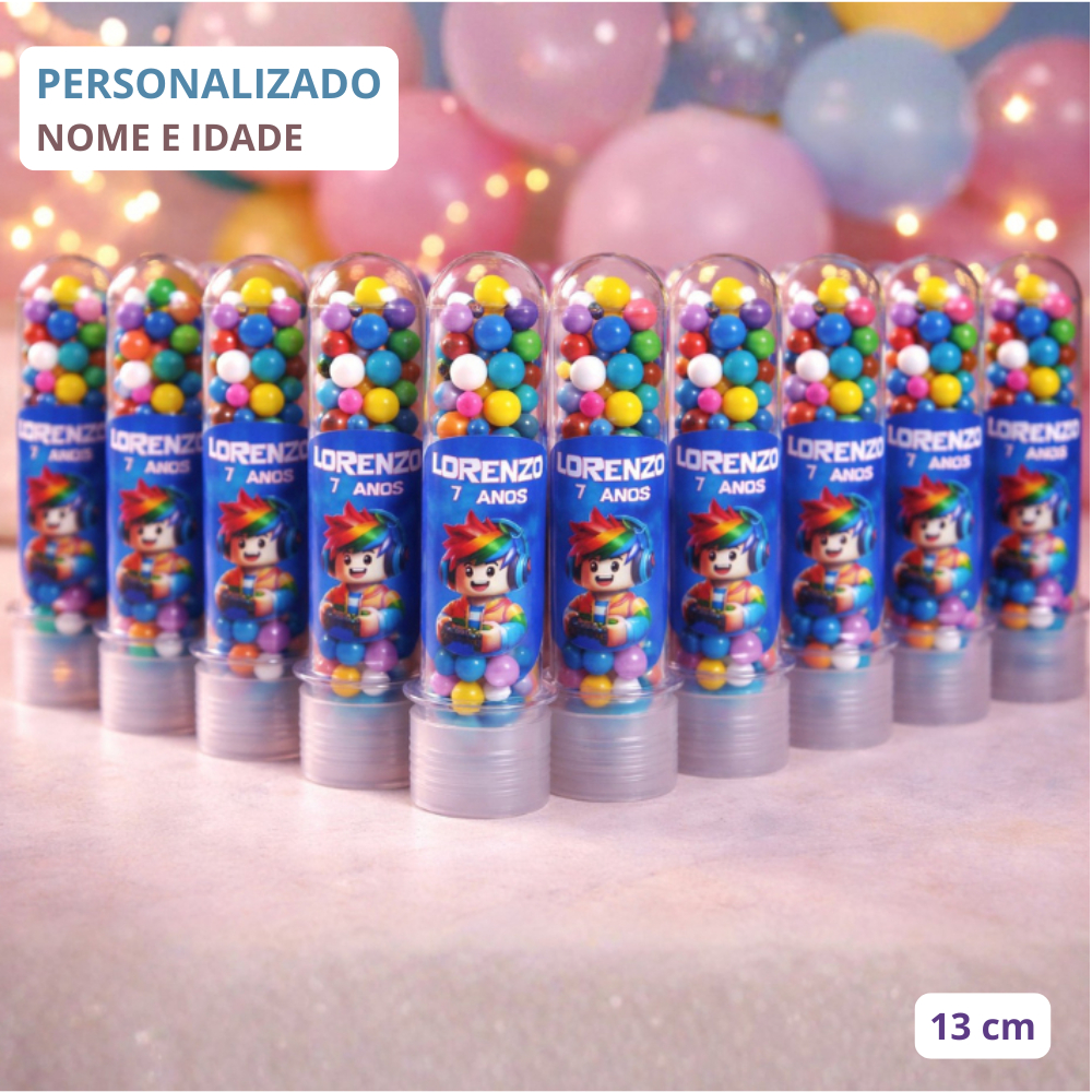 Tubete Personalizado Roblox Infantil | Lembrancinha Festa | Nome e Idade | 13cm