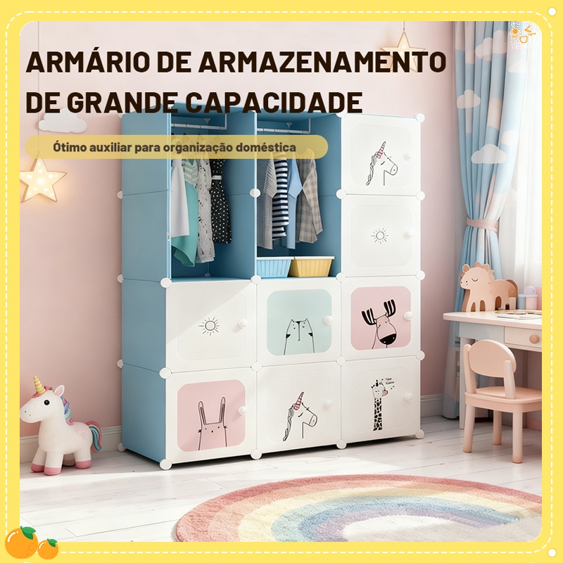Guarda-Roupa Organizador Multifuncional de Grande Capacidade - Design de Zonação, Armazenamento Flexível para Roupas