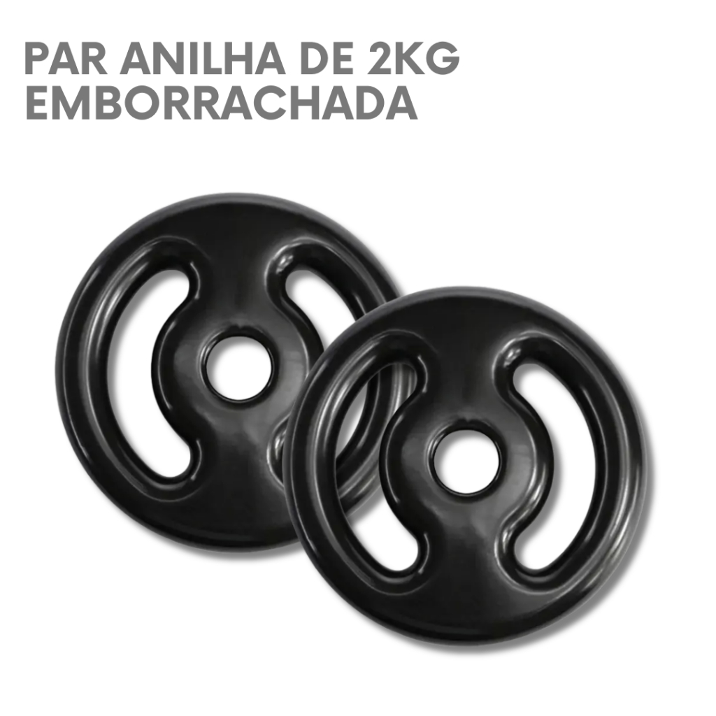 Par Anilhas Emborrachadas 2kg Academia Musculação P/ Barra