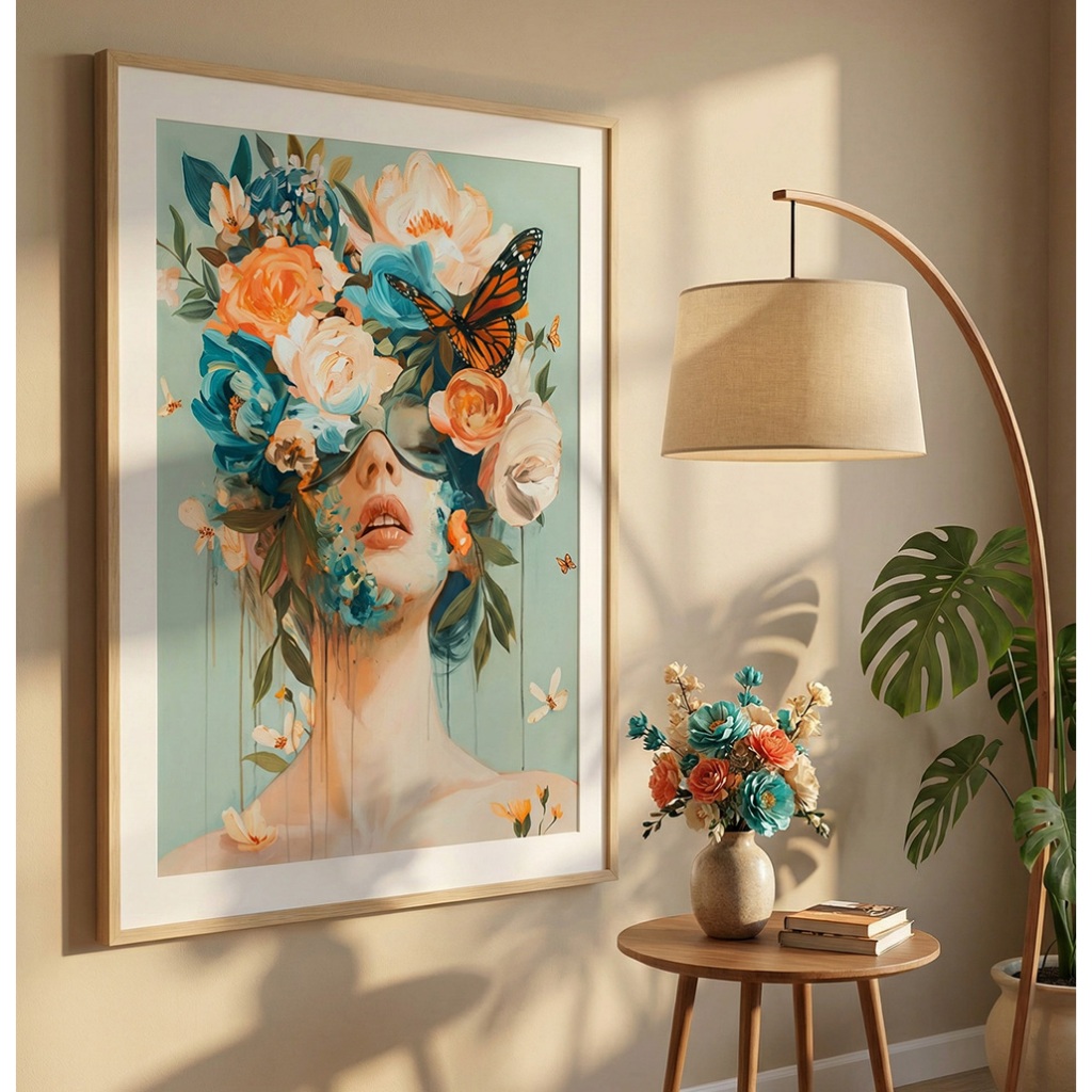 Quadro De Flores Para Sala Quadro Para Quarto Feminino Quadro De Parede Decorativo Dama No Jardim