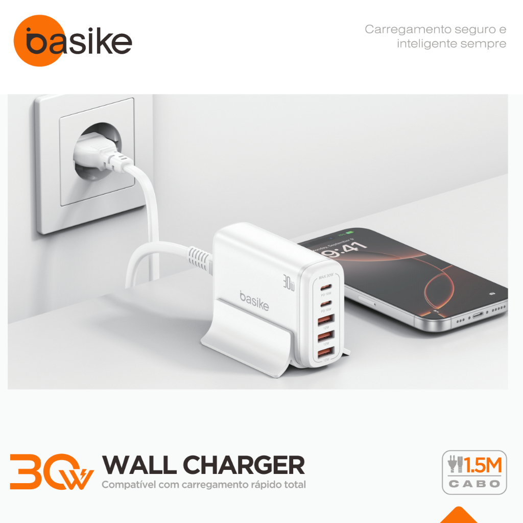 Carregador de Mesa Basike GaN 65W Turbo 5 em 1 com 3 USB — foto 7