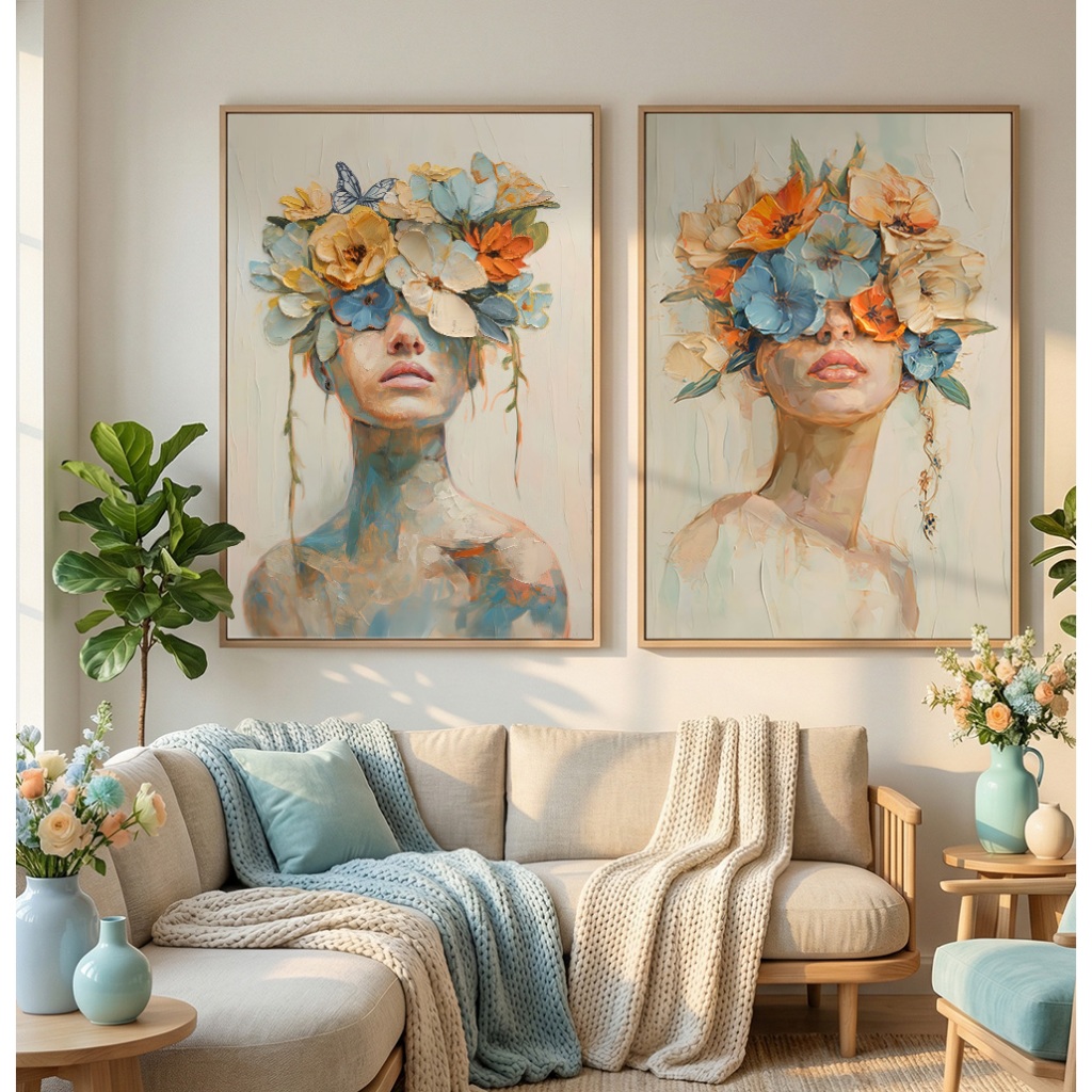 Kit 2 Quadros Decorativos Quarto Feminino Quadro De Flores Para Sala Quadro Com 