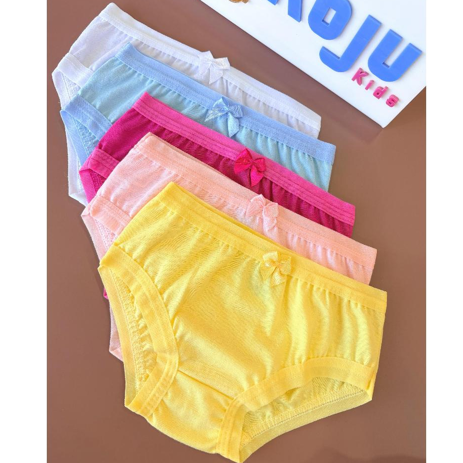 Kit 5 Calcinhas Infantil 100% Algodão Premium Antialérgico Colorida Lisa Menina Desfralde Criança/Bebê Confortável