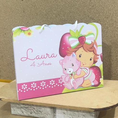 Sacolinha Personalizada Moranguinho Baby | Lembrancinha Festa Infantil Menina | Tema Moranguinho Rosa