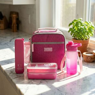 Kit Bolsa Térmica, Pote Marmita 750ml, Garrafa 550ml e Porta Talheres - Jacki Design