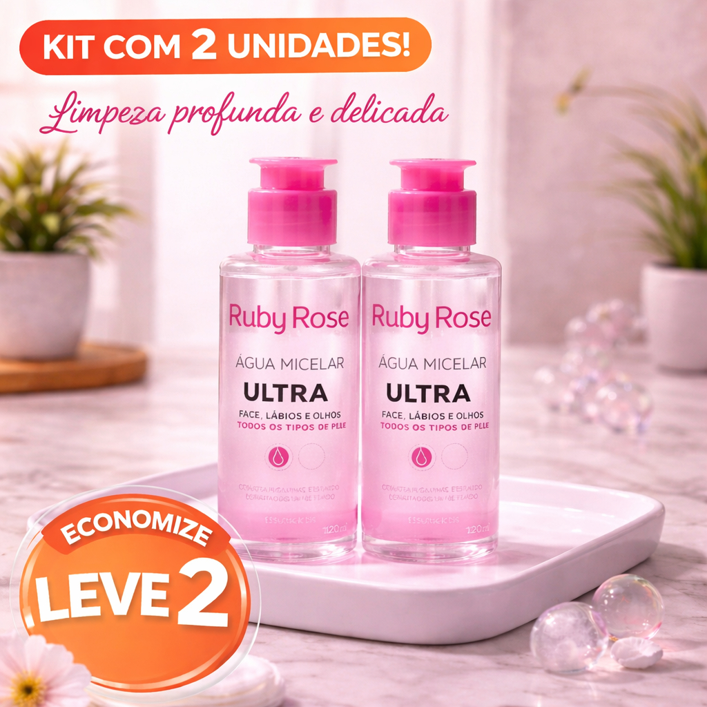 Kit 2 Água Micelar Ultra Ruby Rose 120ml