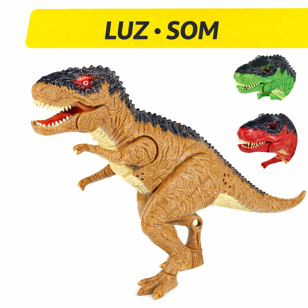 Dinossauro T-Rex Brinquedo com Luz e Som Movido à Bateria Infantil