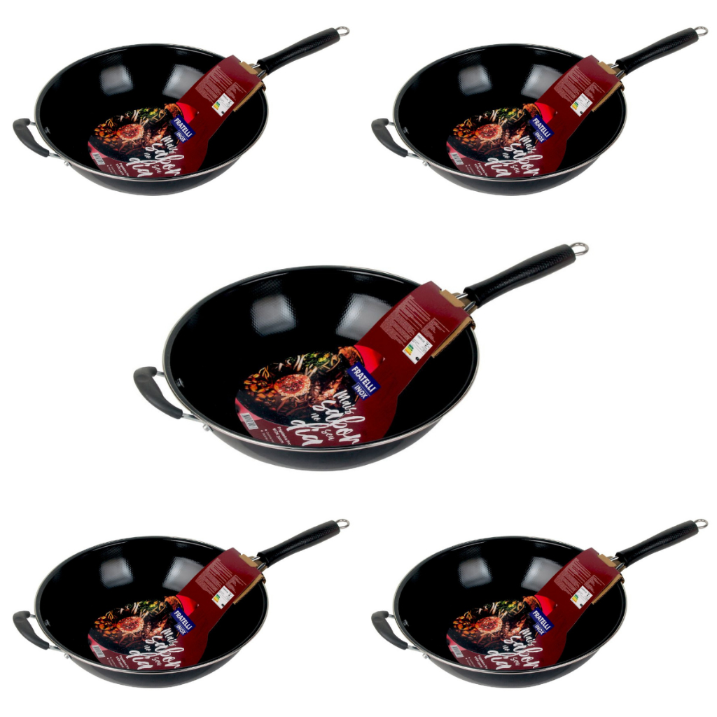 Imagem Kit 15 Frigideira Grande Profissional Wok 34cm 3l Fratelli Para Restaurante Carne Peixe Yakissoba frutos do mar