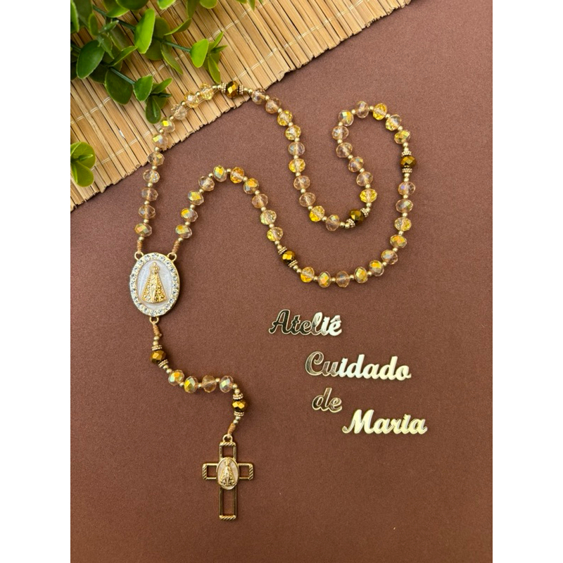 Terço Nossa Senhora Aparecida - Terço Católico Artesanal Personalizado - Rosário Oração Fé Maria