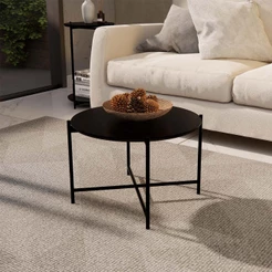 Mesa De Centro Redonda Mesinha Industrial Decorativa Apoio Lateral Sala Sofa