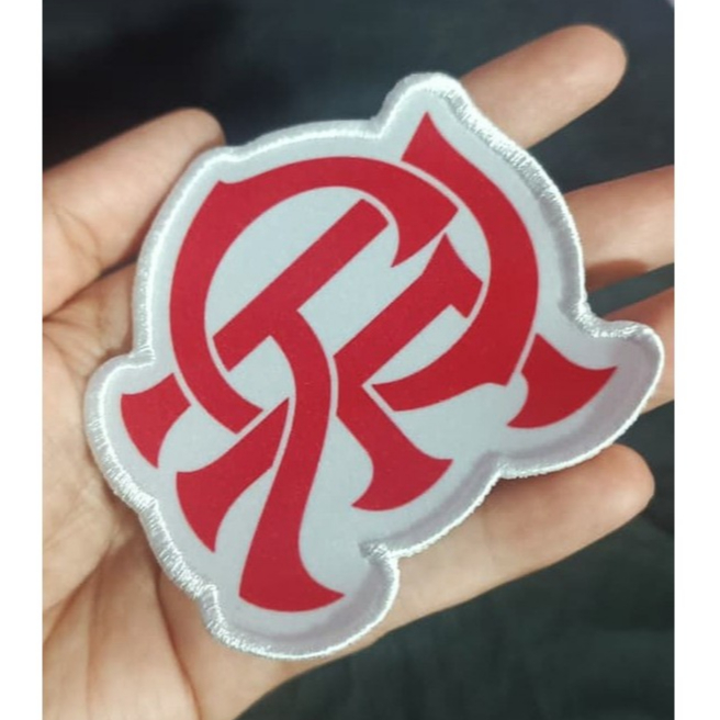 Patch escudo de time rubro-negro sigla RJ bordado termocolante