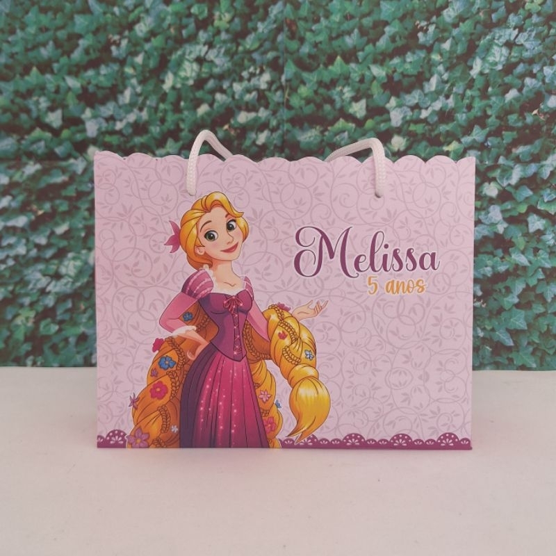 Rapunzel Enrolados Sacolinha Personalizada Lembrancinha Nome e Idade (Pegue e Monte)
