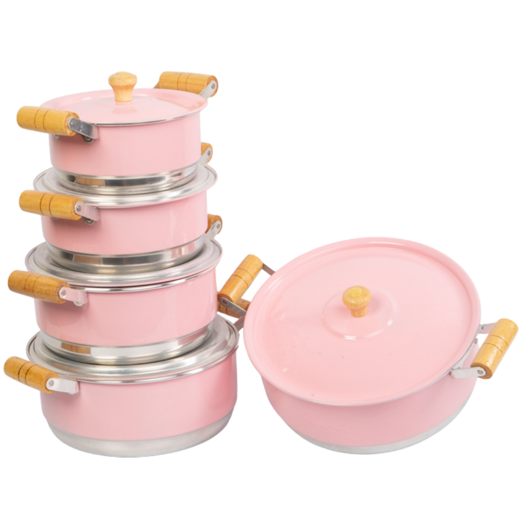 JOGO PANELA ROSA CAÇAROLA LUXO COZINHA DECORADA ROSA