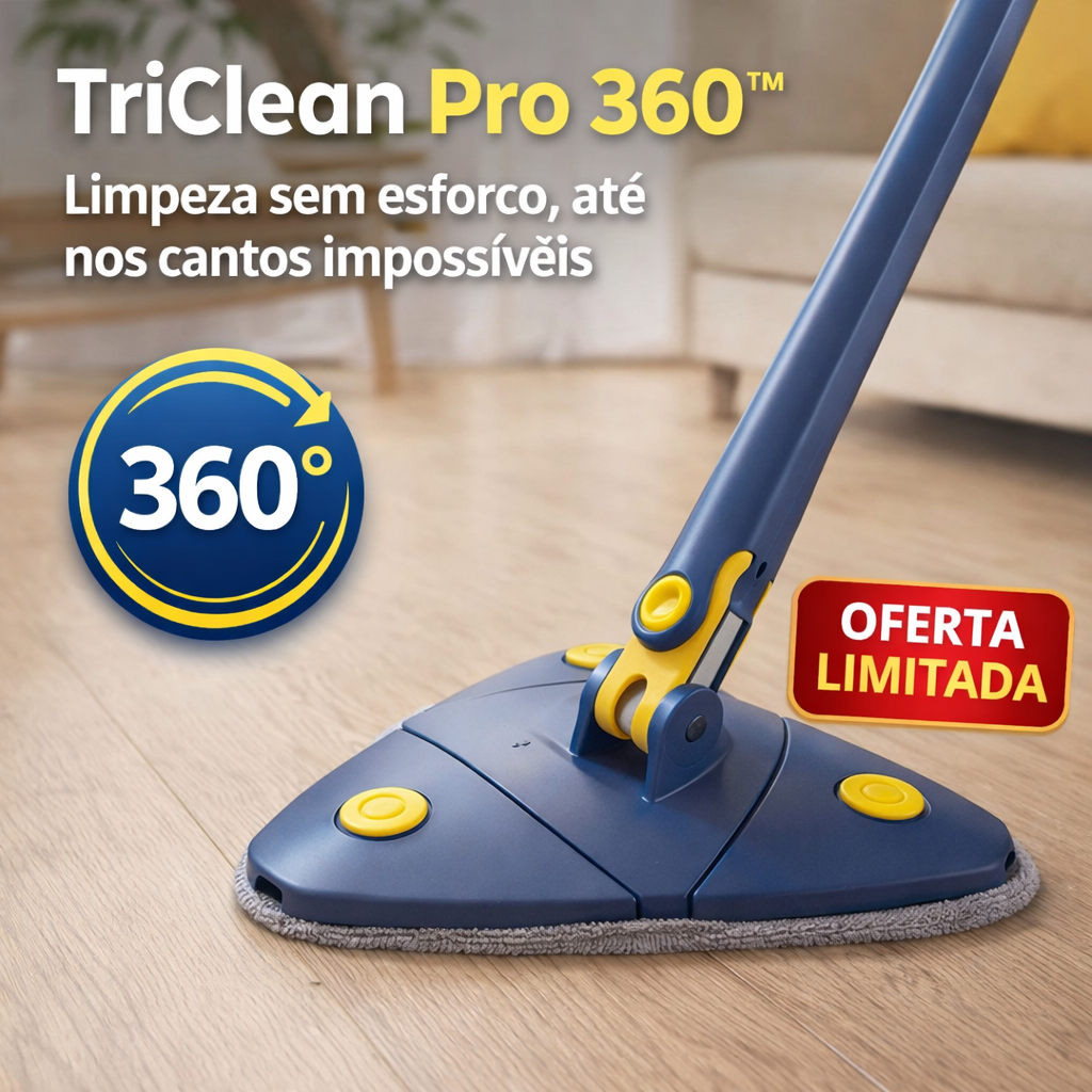Mop Giratorio 360 Limpeza Facil Piso Triangular Agiliza Faxina Pratico