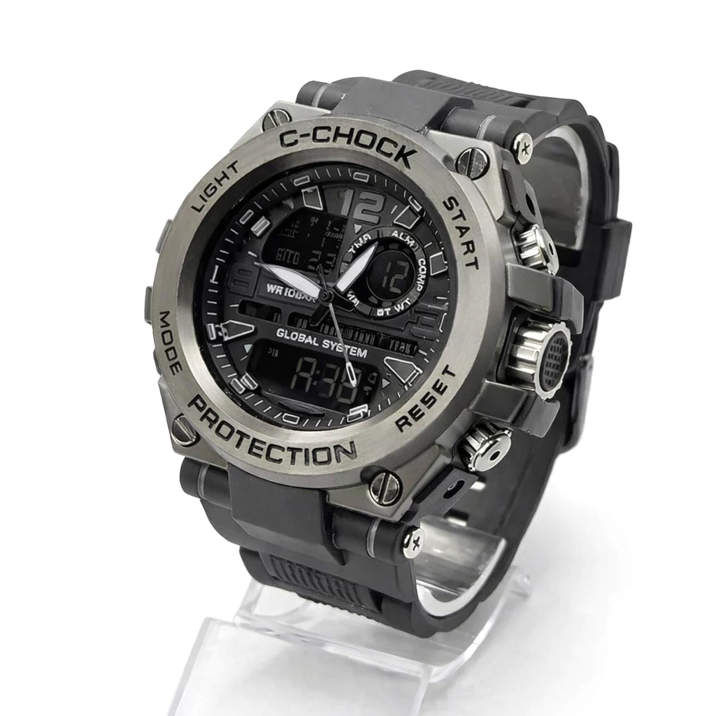 Relógio Masculino Esportivo Digital e Analógico C-Chock Estilo Militar Resistente Shock
