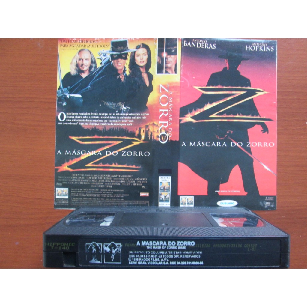 VHS / Fita VHS - ZORRO / A MÁSCARA DO ZORRO / Duplado / Estojo Original Branco / Fita Original Preta Sem Mofo /Raríssimo