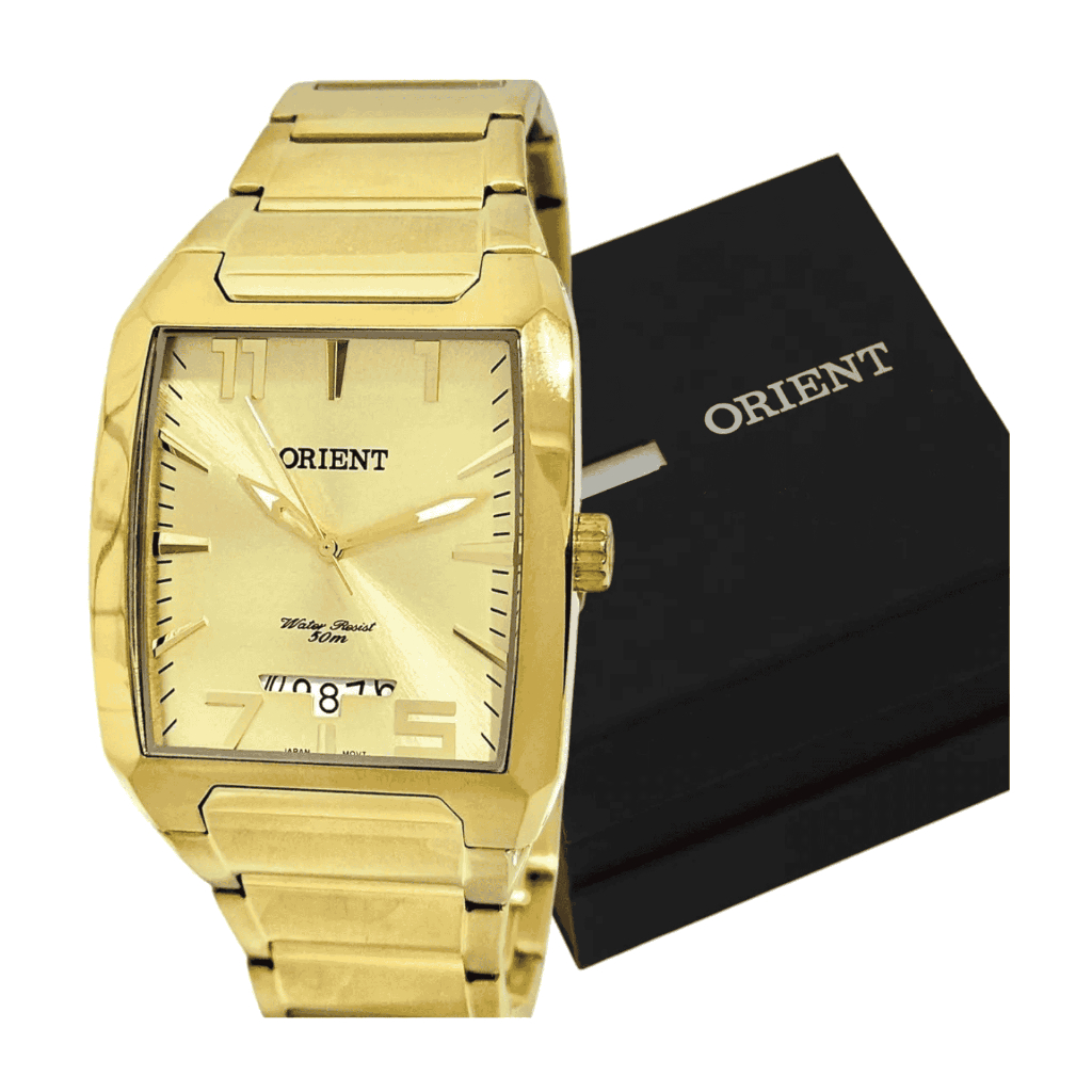 Relógio Orient Masculino Dourado Retangular - GGSS1007C2KX em Oferta na Shopee