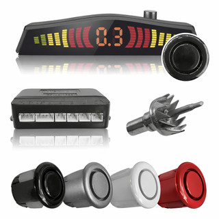Sensor de Estacionamento Ré 22mm Alarme Sonoro e Display Digital Prata Branco Preto Vermelho
