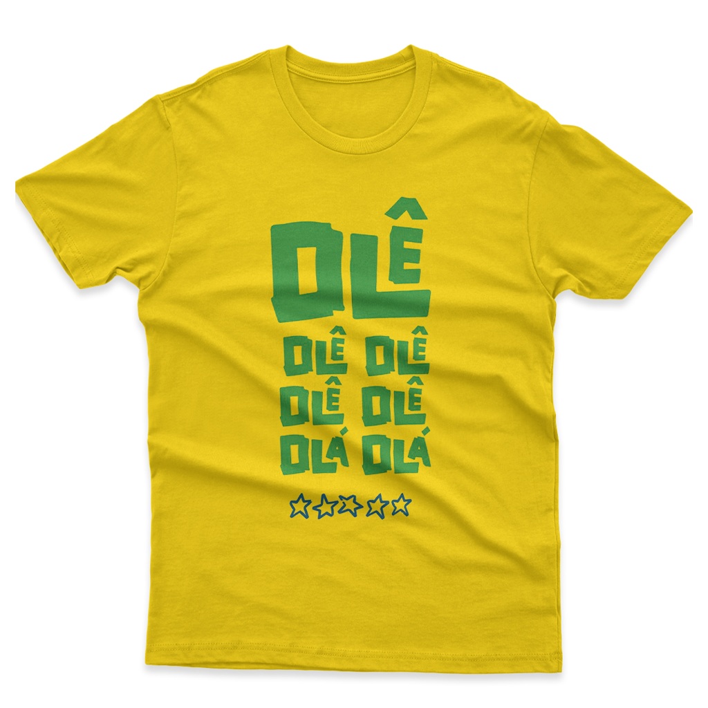 Camiseta Brasil Copa do Mundo Seleção Brasileira Torcida Amarela Unissex 100% Algodão Premium VR-13