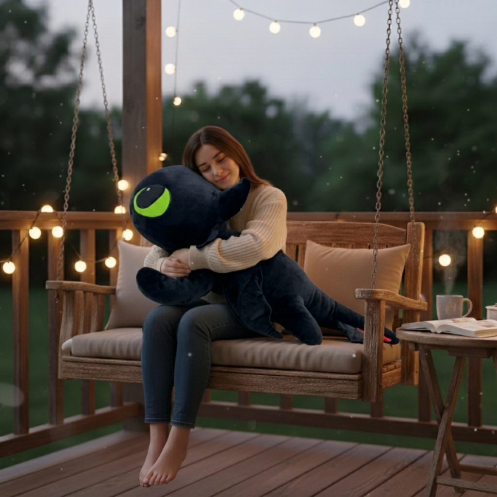 Pelúcia Gigante Banguela 110cm Xuxão Fúria da Noite Travesseiro Corpo Macio Antialérgico