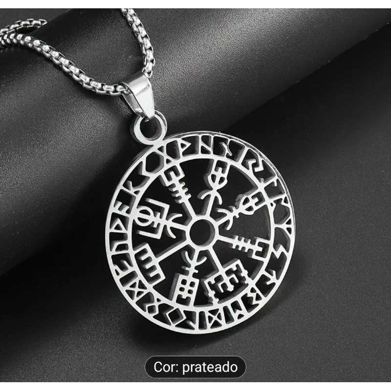 Colar Pingente Bússola Viking Guardião estrada Nórdico Odin o Pai dos Deuses na Mitologia Nórdica Celta gótico rock punk