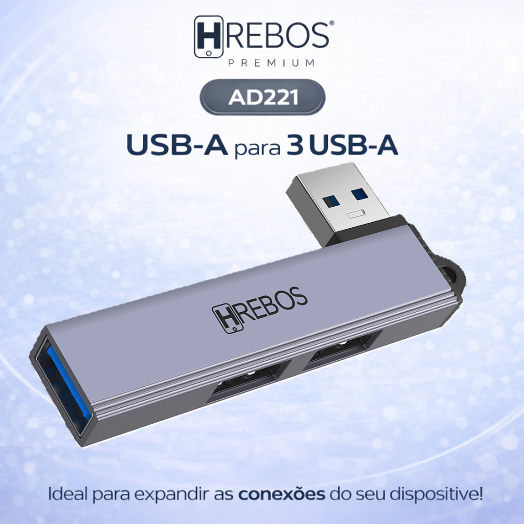 Adaptador Hub Hrebos Premium USB-A e Tipo C 4 Versões Expansor USB para Notebook PC MacOS Windows