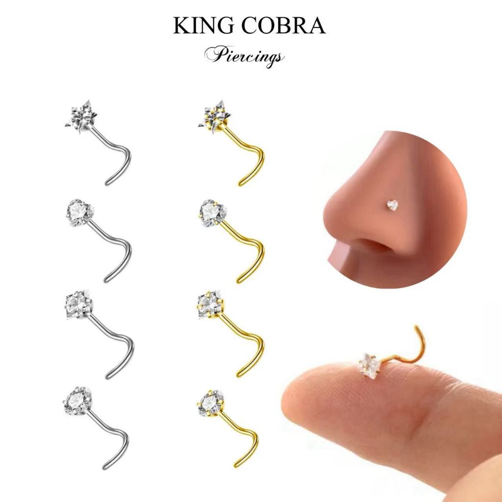 Piercing Nostril Aço Cirúrgico Pvd Zircônia Nariz Estrela/Redondo/Quadrado/Coração Prata Dourado KA209