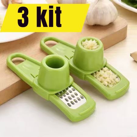 3pcs-KIT Ralador de alho multifuncional, moedor de alho em aço inoxidável para cozinha doméstica.
