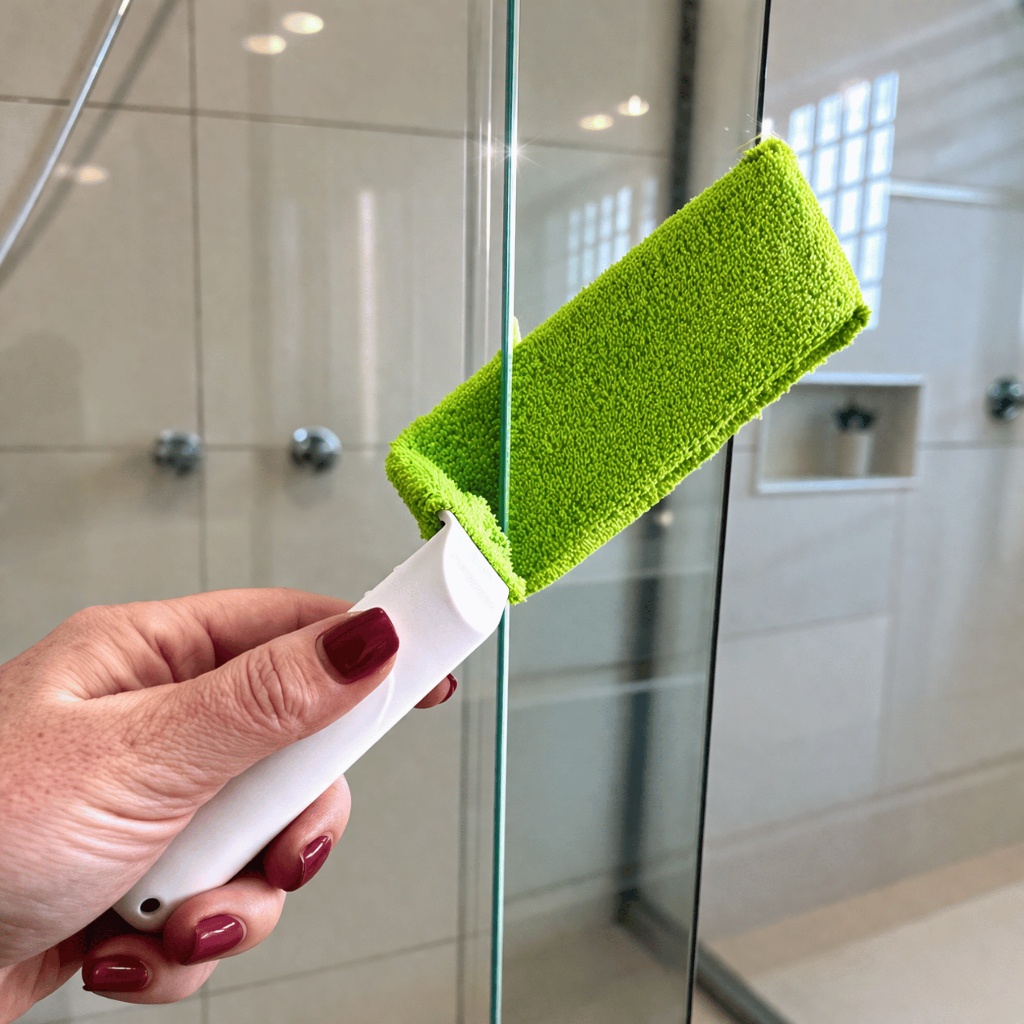 Limpador Vidros Frestas Vãos Fendas Box Janelas Blindex – 2 Luva Microfibra + SUPORTE REFORÇADO