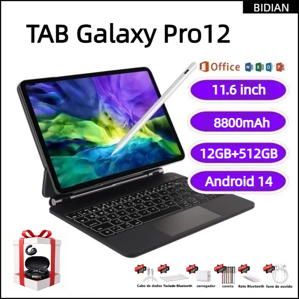 [Teclado Mouse Grátis ] Tablet Galaxy Pro 12 11,6 Polegadas 12 Gb 512 Gb Android 5g — R$ 1.069,00 em Shopee