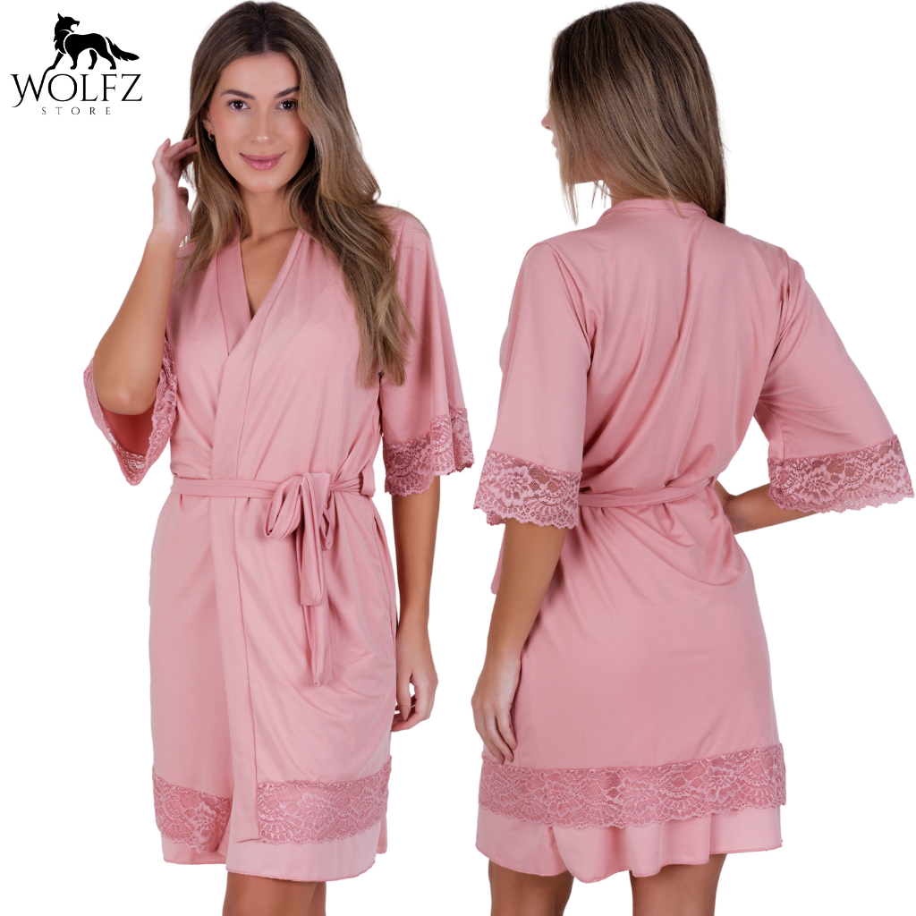 Robe Feminino Romantic E Renda Luxo Hobby Confortável Noite
