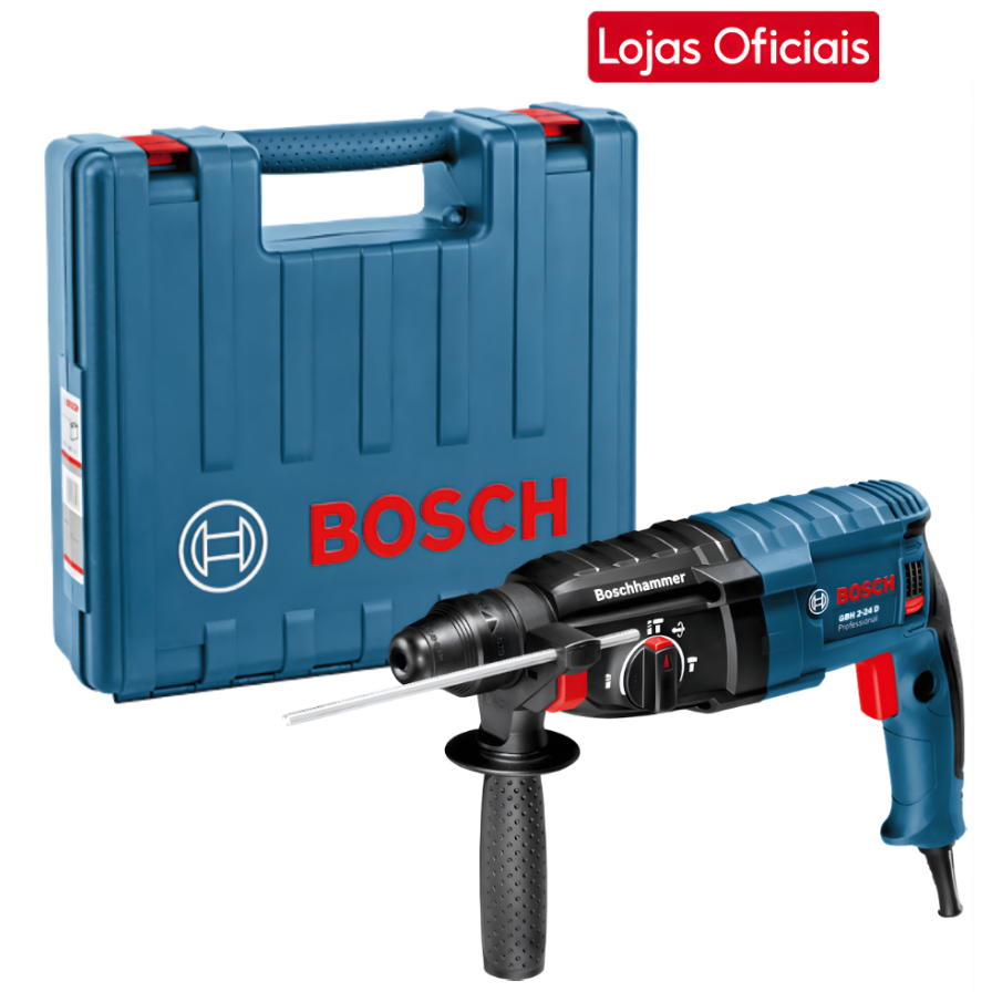 Martelete Perfurador Rompedor Bosch GBH 2-24 D 820W 2,7J SDS Plus (127V ou 220V)com Maleta