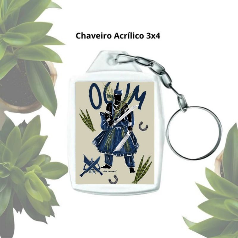 KIT 10 CHAVEIROS ACRÍLICO 3×4CM PERSONALIZADO OGUM/ORIXÁ OGUM/UMBANDA/CAMDOMBLÉ