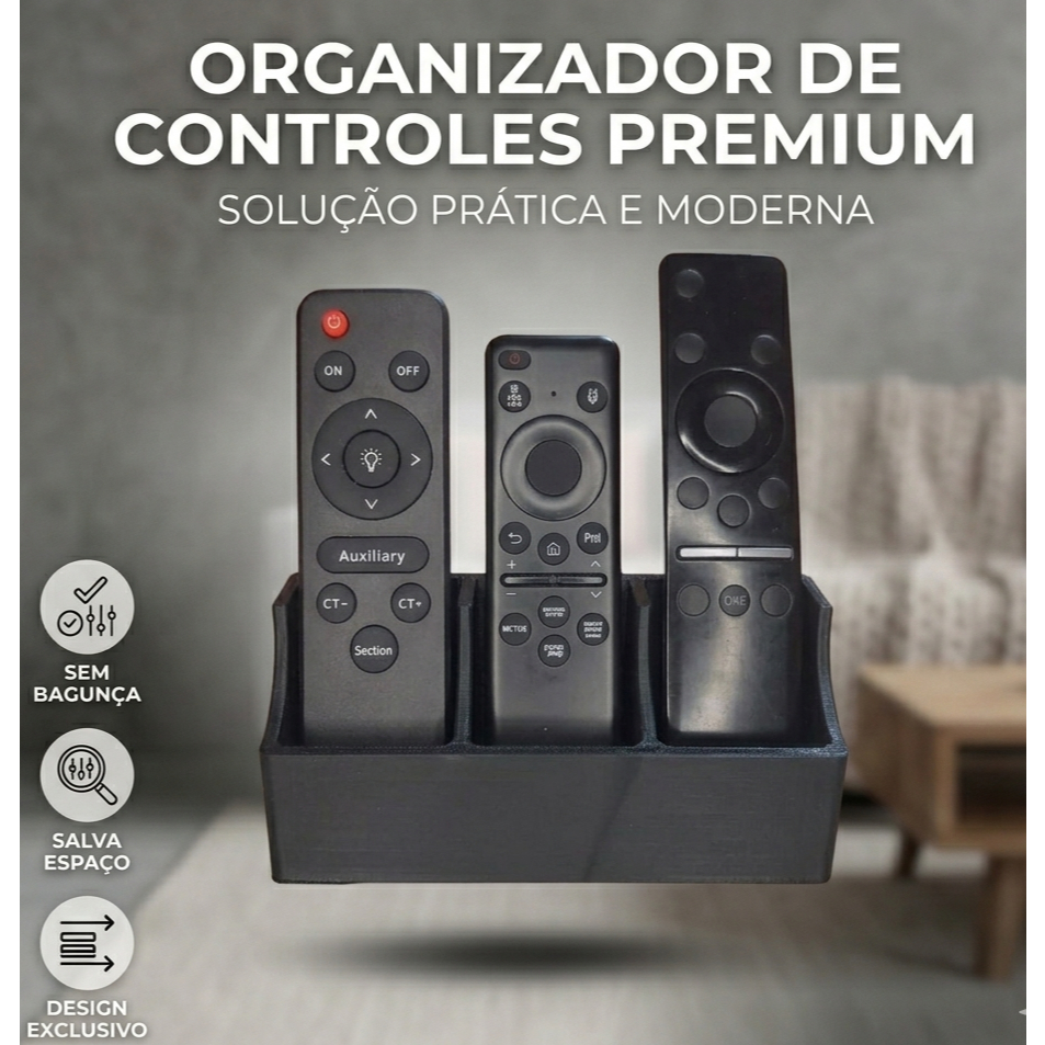 Suporte controle remoto 3/4 em 1 Organizador para Sala ou quartos Controle Ar condicionado ou Remoto