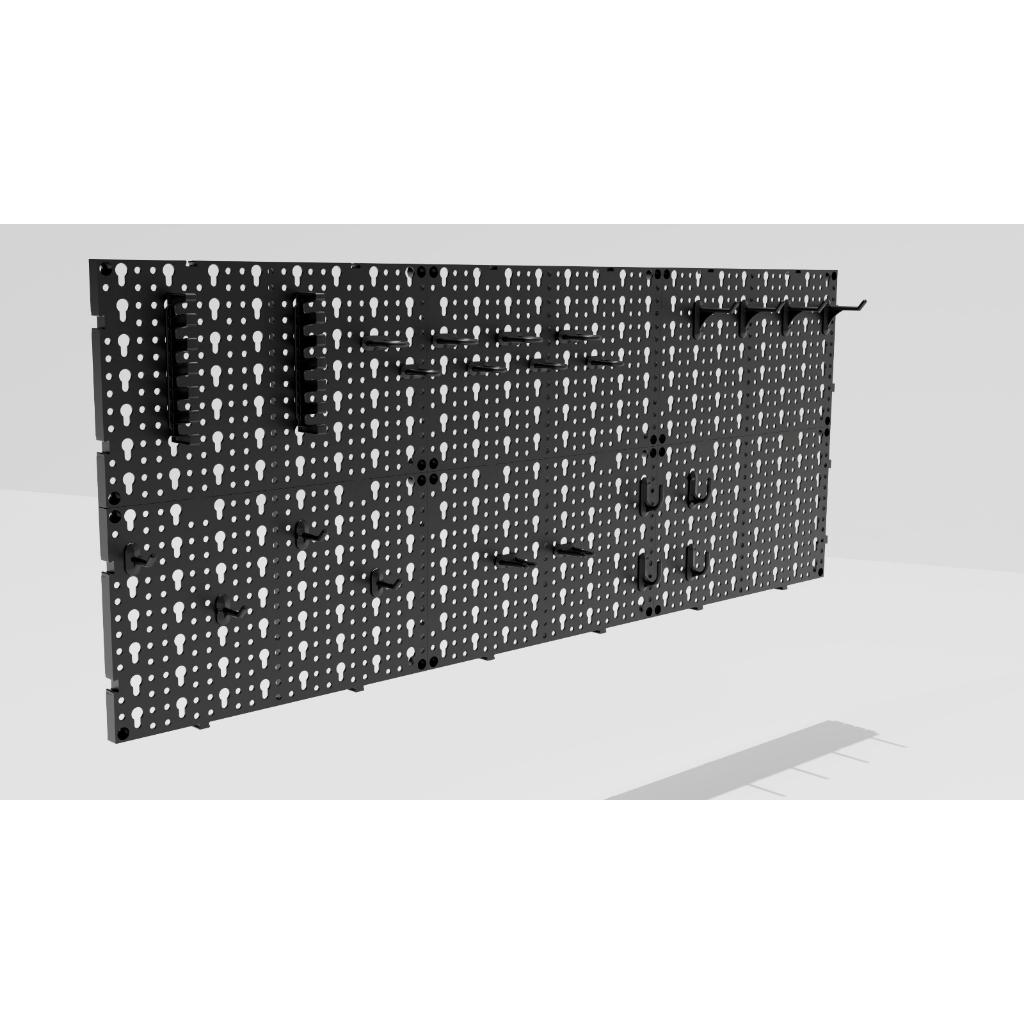 Painel Preto P/ Ferramentas Plástico Perfurado + 48 Ganchos