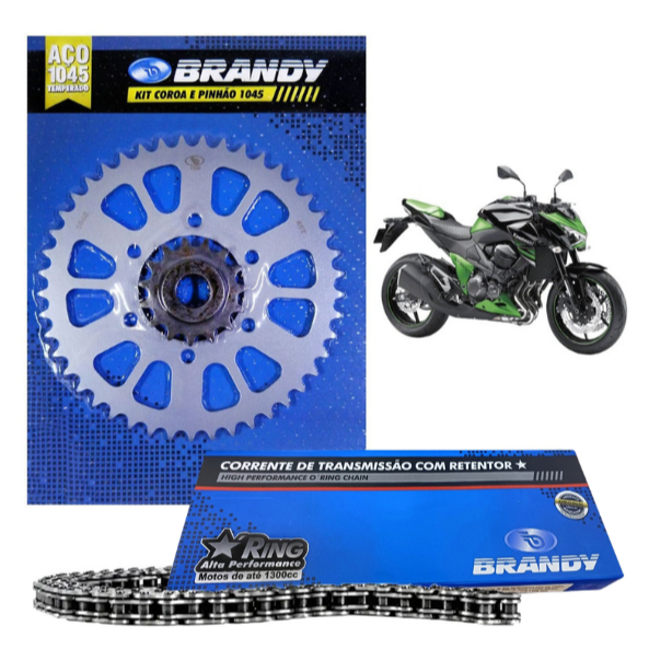 Kit Relação Completo 520x114L Moto Kawasaki Z800 2013 até 2016 - Brandy